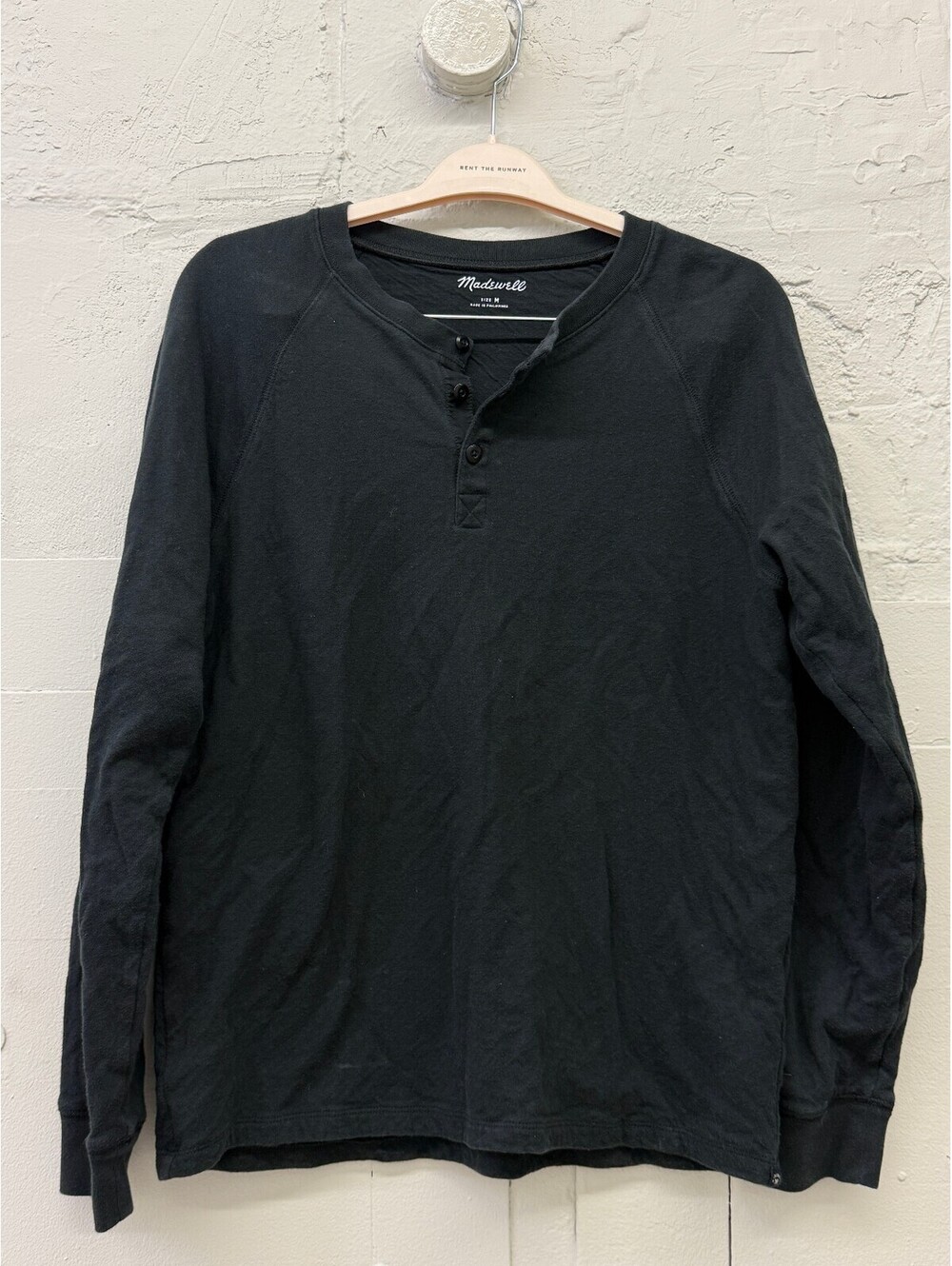 Madewell Men's Black Long Sleeve Henley Shirt Size M